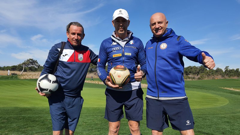 Fotografija: Vasja Kovač, Peter Dirnbek in Nani Franc Matjašič (na fotografiji z leve) se bodo v marcu preizkusili še na močni tekmi svetovnega pokala v Španiji. FOTO: Footgolf zveza Slovenije
