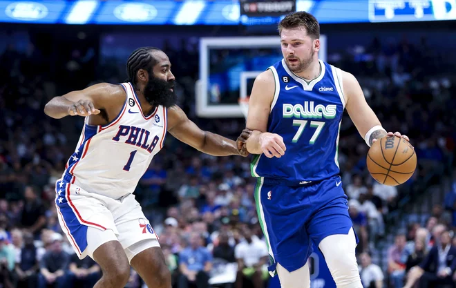 Luka Dončić je že v prvem polčasu nasul 25 točk. FOTO: Kevin Jairaj/Usa Today Sports
