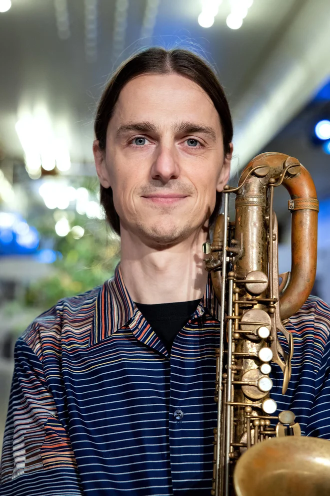 Resnik/Simon Solo/Duo/Solo Cene Resnik, tenorski saksofon; Boštjan Simon, baritonski saksofon; Snemeanje za Cankarjeve torke, 10.2.2021 Foto Nada Žgank
