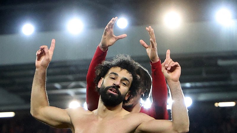 Fotografija: Mohamed Salah je s svojim 129. golom postal najboljši strelec Liverpoola v angleškem prvenstvu. FOTO: Carl Recine/Reuters
