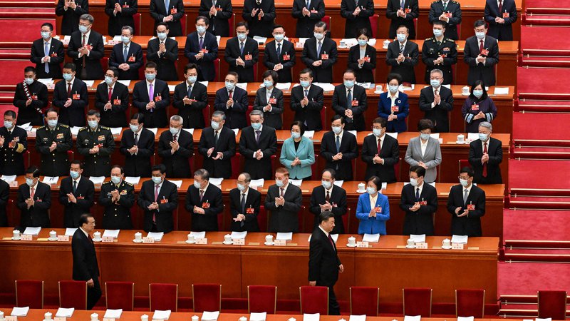 Fotografija: Kongres ljudskih odposlancev najvišjega kitajskega zakonodajnega telesa bo v petek odobril podaljšanje mandata predsedniku republike Xi Jinpingu. FOTO: Noel Celis/AFP
