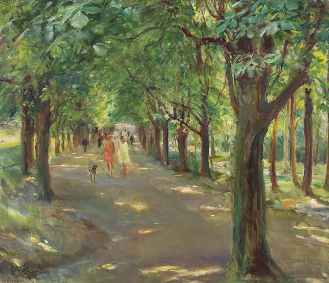 Ivan Vavpotič je Park Tivoli (Pot v Tivoliju, okoli leta 1927) ustvarjal na način portretnega slikarstva z vsemi njegovimi stvarnimi elementi v trepetajoči svetlobi in mavričnih odtenkih. Fotografije arhiv Narodne galerije
