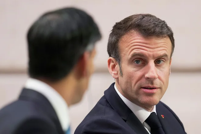 Macron in Sunak sta današnji sestanek izkoristila za okrepitev sodelovanja na področju obrambe, energetike ter boja proti nezakonitim migracijam. Foto: Kin Cheung/Afp
