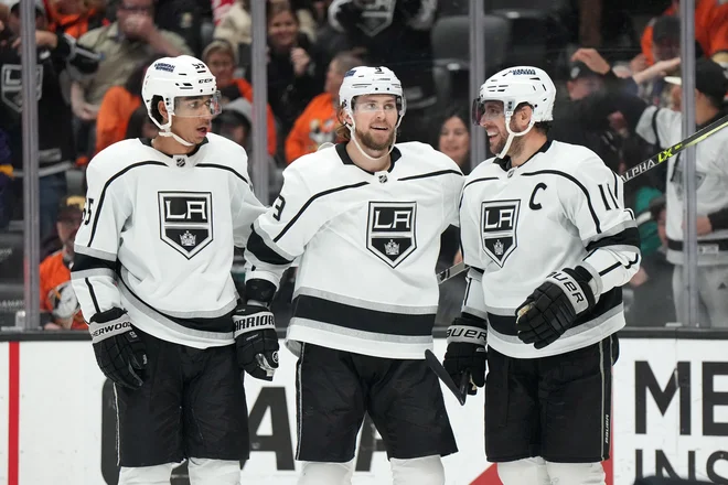 Od naveze Quinton Byfield - Adrian Kempe - Anže Kopitar (na fotografiji) bo odvisna usoda Kraljev v končnici. FOTO: USA Today