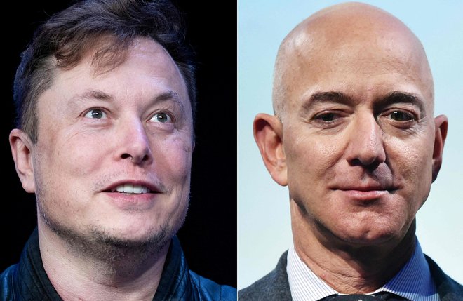 Cečna nasprotnika Elon Musk in Jeff Bezos. FOTO: Mandel Ngan/Afp
