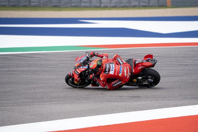 Svetovni prvak Francesco Bagnaia se je odlično ujel s stezo v Austinu. FOTO: Dustin Safranek/Usa Today Sports/Reuters