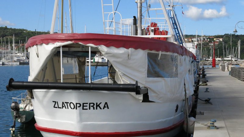 Fotografija: Ribiška in turistična ladja na izolskem pomolu, last bratov Radolovič. FOTO: Boris Šuligoj