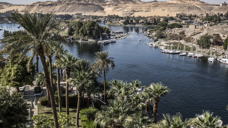 Fotografija: Pogled na reko iz hotela Stari Katarakt, v katerem je Agatha Christie pisala roman Smrt na Nilu. FOTO: Khaled Desouki/AFP