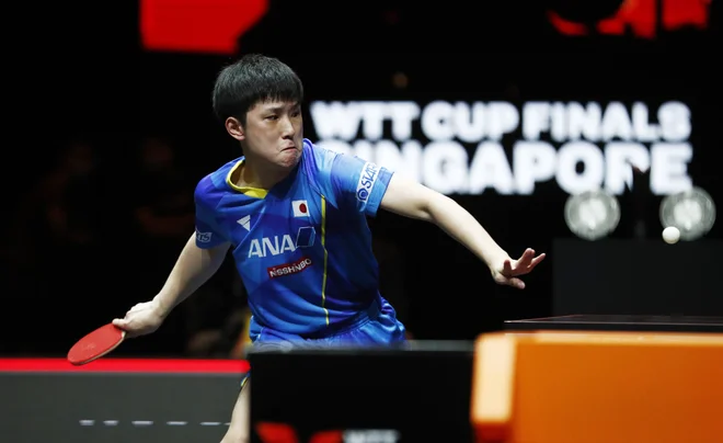 Japonec Tomokazu Harimoto je bil previsoka ovira za Darka Jorgića. FOTO: Caroline Chia/Reuters