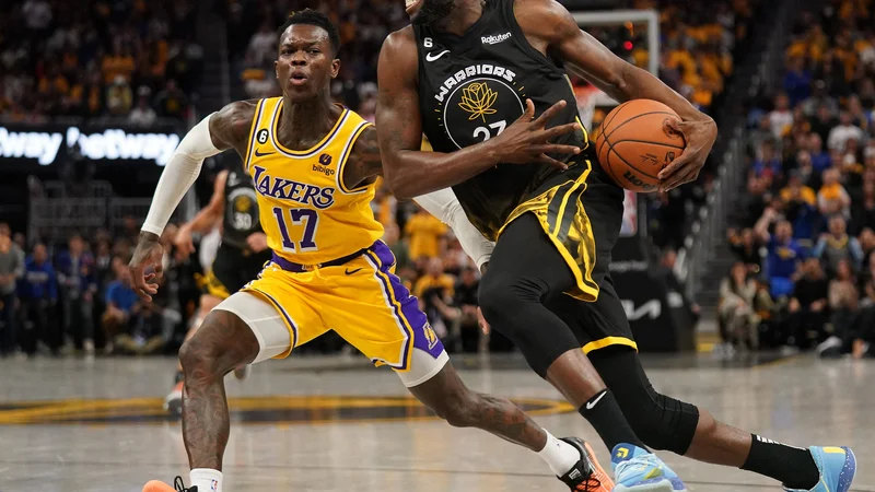 Draymond Green (23) iz Golden Stata in Dennis Schroder (17) iz Los Angeles Lakers. FOTO: Cary Edmondson/USA Today Sports, Reuters Con