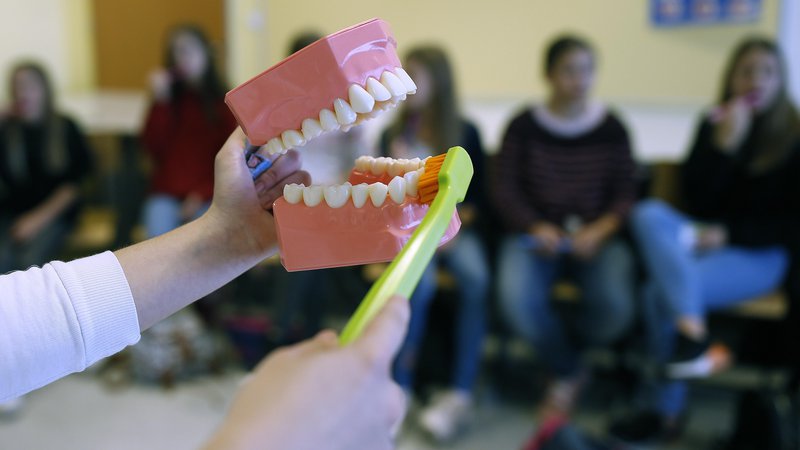 Fotografija: Za dolgoročni obstoj zobnega vsadka je pomembna pravilna higiena ustne votline. FOTO: Blaž Samec/Delo