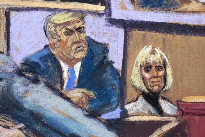 Donald Trump bi moral odgovarjati za spolni napad na kolumnistko leta 1996, saj tudi nekdanji predsednik ni nad zakonom, je v ponedeljek v zaključnih besedah poroti povedala odvetnica kolumnistke Roberta Kaplan. FOTO: Jane Rosenberg/Reuters