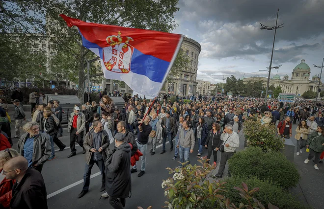 Protest proti nasilju države v Srbiji, 8. maja. FOTO: Jože Suhadolnik/Delo