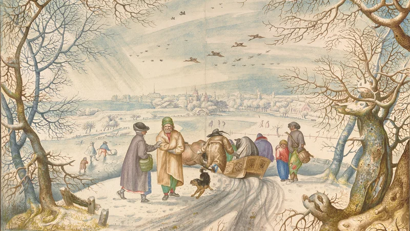 Jakob Savery starejši: Zimska pokrajina blizu Amsterdama, ok. 1600–1603 Fotografiji Albertina, Dunaj