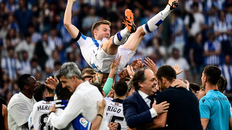 Real Sociedad se po desetih letih vrača v ligo prvakov. FOTO: Ander Gillenea/AFP