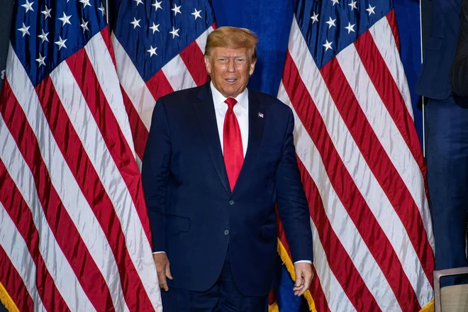 Donald Trump aprila letos na enem od srečanj s svojimi privrženci. FOTO: Joseph Prezioso/AFP