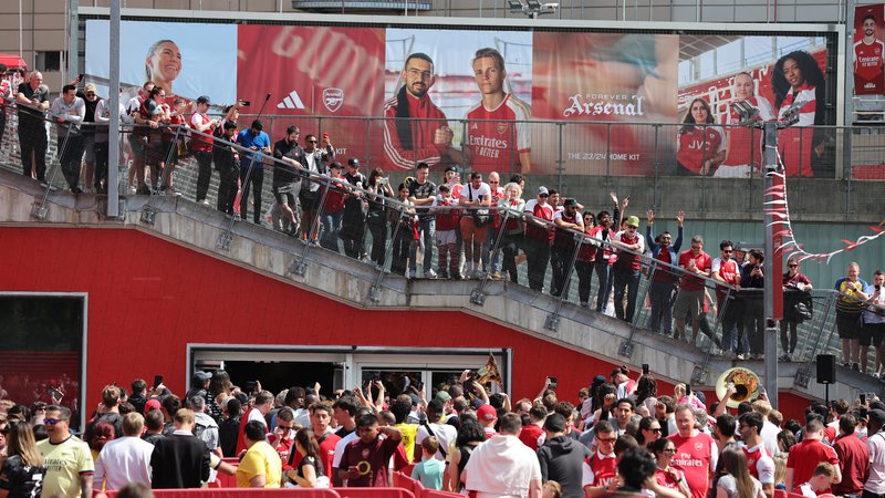 Fotografija: Prizor izpred tekme med Arsenalom in Wolverhamptonom v angleškem prvenstvu. FOTO: David Klein/Reuters