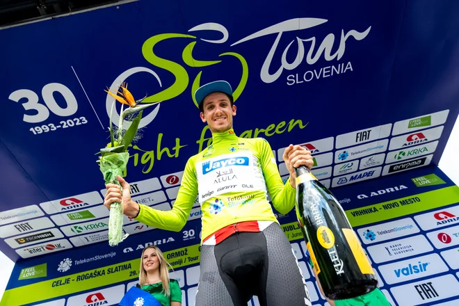 Filippo Zana je skupno vodilni na dirki po Sloveniji in imetnik zelene majice, a še ne slavi končne zmage. FOTO: Matic Klanšek Velej/Sportida