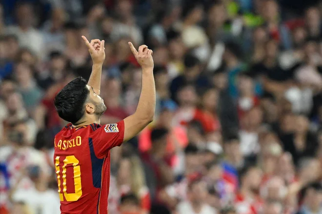 Marco Asensio se je veselil zmage v Rotterdamu. FOTO: John Thys/AFP