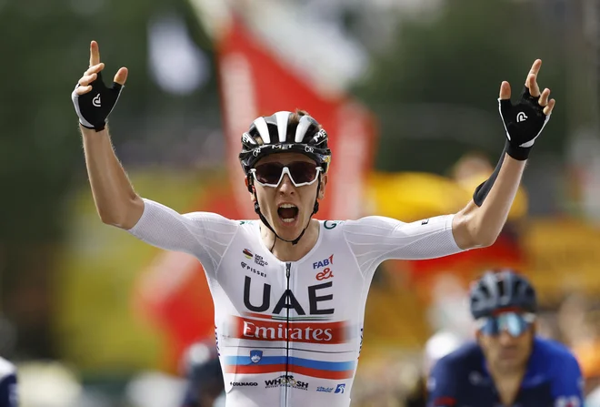 takole se je Pogi veselil Adamove zmage. FOTO: Stephane Mahe Reuters