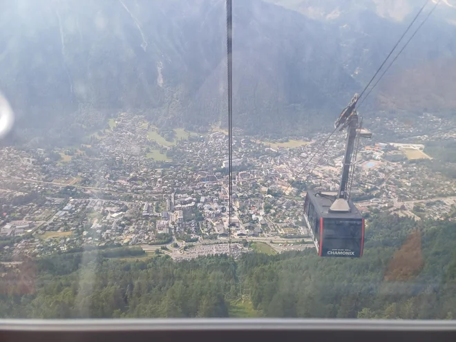 V Chamonixu sodi med najprivlačnejše turistične zanimivosti gondola, ki pelje na višino 3874 metrov, na Aiguille de Midi, od koder je v lepem vremenu čudovit pogled na Mont Blanc. FOTO: Dragan Egelič