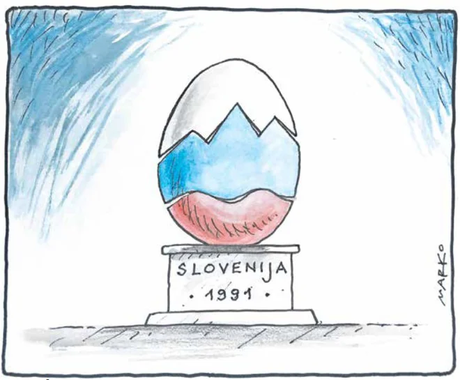 Spomenik osamosvojitvi KARIKATURA: Marko Kočevar