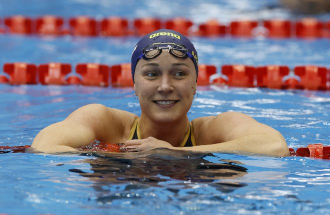 Švedska šampionka Sarah Sjöström ni skrivala navdušenja po novem svetovnem rekordu. FOTO: Stefan Wermuth/Reuters