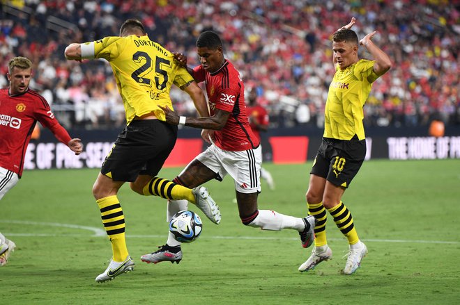 Marcus Rashford ni mogel preprečiti poraza Manchester Uniteda proti Borussii. FOTO: Candice Ward/AFP