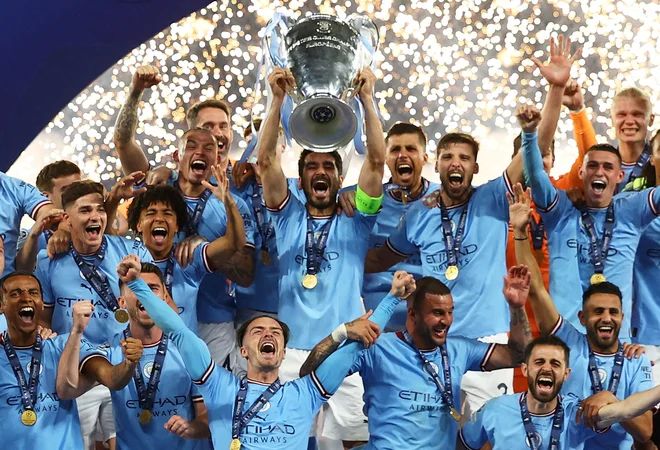 Evropski klubski prvak in angleški Manchester City je na vrhu Uefine klubske lestvice zamenjal Bayern. FOTO: Molly Darlington/Reuters