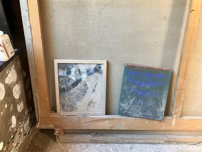 Slike so deponirane v zgornjem delu hiše, a ker bi septembra v Galeriji Bažato v Ljubljani morala biti razstava umetnikovih del, so bile v spodnjih prostorih.

FOTO: Gordana Stojiljković/Slovenske novice