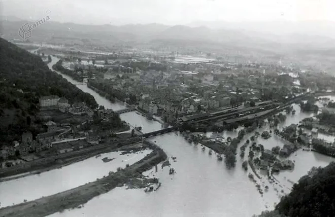 Poplave na Celjskem leta 1954. FOTO: Dokumentacija Dela