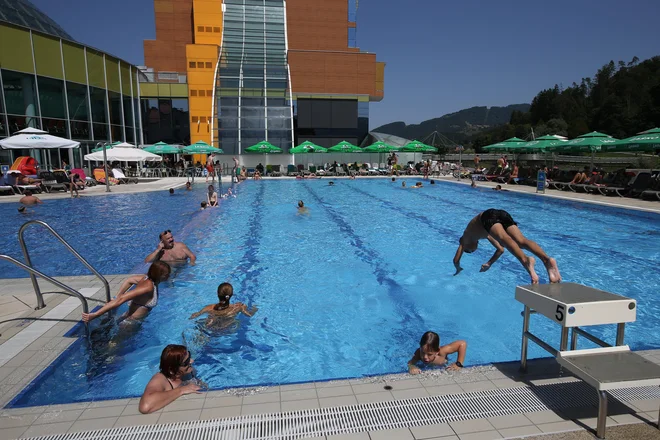 V državni Thermani v Laškem je ujma poplavila bazene.

Foto Tomi Lombar