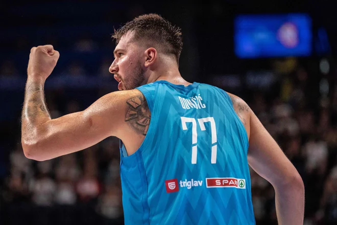 Luka Dončić na tekmi proti Gruziji. Foto Yuichi Yamazaki/Afp