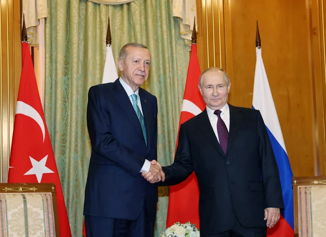 Po napovedih bosta Putin in Erdoğan govorila tudi o dvostranskih in regionalnih vprašanjih. FOTO: Murat Cetinmuhurdar/ppo/Reuters