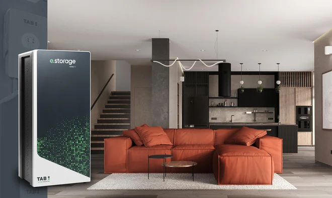 Baterijski hranilniki električne energije TAB e.storage omogočajo shranjevanje in uporabo električne energije glede na potrebe gospodinjstev. FOTO: TAB