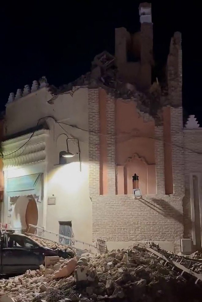 Poškodovane stavbe v Marakešu. FOTO:  Afp