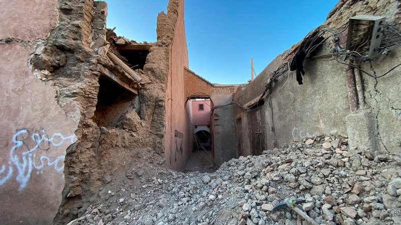Fotografija: Uničenje kulturne dediščine v Marakešu. FOTO: REUTERS/Abdelhak Balhaki T