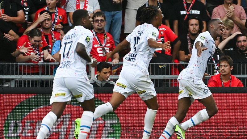 Fotografija: Nogometaši Lilla so se v Rennesu veselili, a prezgodaj. FOTO: Sebastien Salom-Gomis/AFP