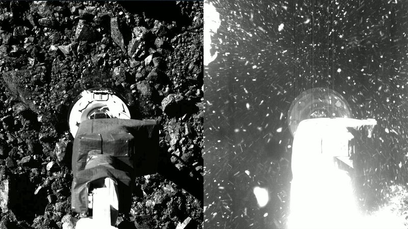 Fotografija: Asteroid Bennu, ko je sonda Osiris Rex pograbila vzorce. FOTO: Nasa

 