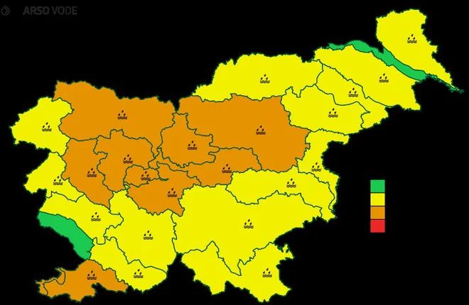 Napoved vodnih razmer za soboto FOTO: Zajem zaslona