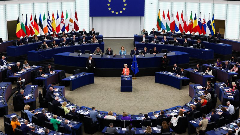 Fotografija: Evropski parlament med plenarnim zasedanjem v Strasbourgu. FOTO: Yves Herman/Reuters