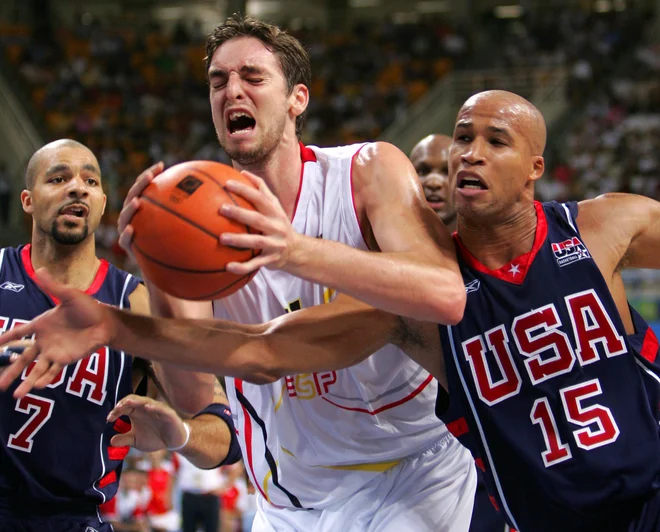 Richard Jefferson (desno) je na olimpijskih igrah leta leta 2004z ZDA osvojil »le« bronasto kolajno. FOTO: Lucy Nicholson/Reuters Pictures