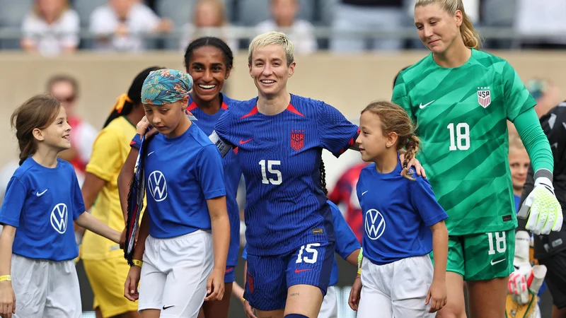 Fotografija: Megan Rapinoe se je v Chicagu poslovila od ameriške reprezentance. FOTO: Jon Durr/Reuters