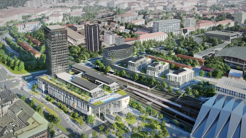 Fotografija: Tako bo v prihodnje videti Potniški center Ljubljana. Javni del bo zgradila država, zasebnega pa madžarski investitor. RAČUNALNIŠKI PRIKAZ: Mendota Invest