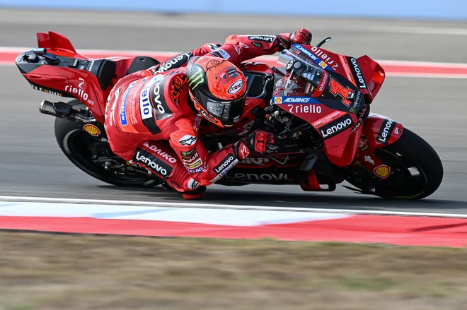Francesco Bagnaia se je imenitno odrezal. FOTO: Sonny Tumbelaka/AFP