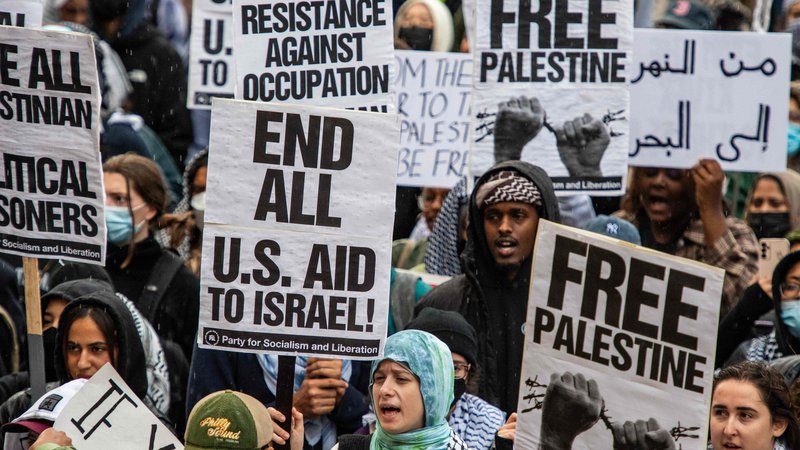 Fotografija: Demonstracije za Palestince v Bostonu. Foto Joseph Prezioso/Afp