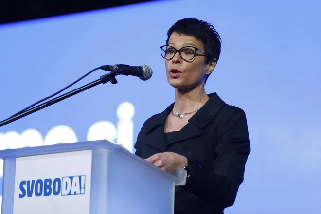 Marta Kos, ko je bila podpredsednica Gibanja Svobode. FOTO: Leon Vidic/Delo