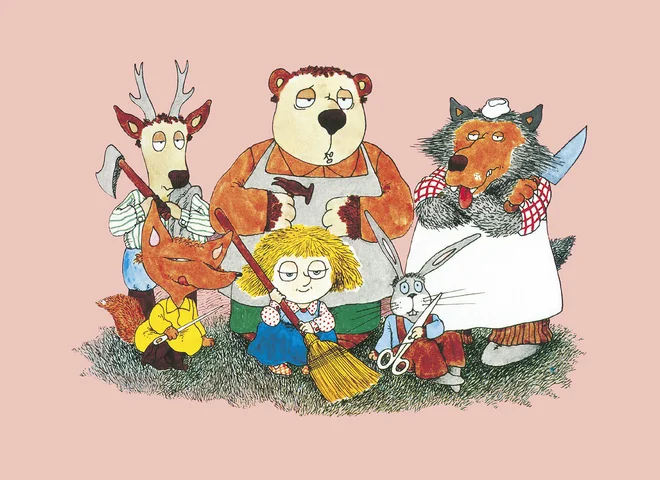 Manček se kot ilustrator podpisuje pod številne slikanice, med drugim tudi pod ljudsko pripovedko o Mojci Pokrajculji, ki je med pometanjem hiške našla krajcar in si kupila piskrček. ILUSTRACIJA: Marjan Manček