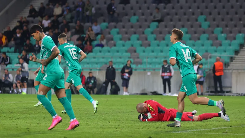 Nogometaši Olimpije so sklonjenih glav zapuščali igrišče. FOTO: Črt Piksi/Delo
