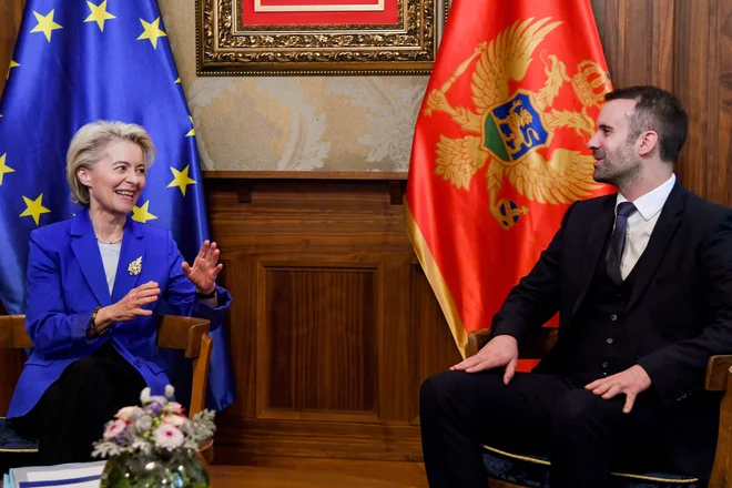 Srečala se je še z novim črnogorskim premierjem Milojkom Spajićem. FOTO: Savo Prelevic/AFP